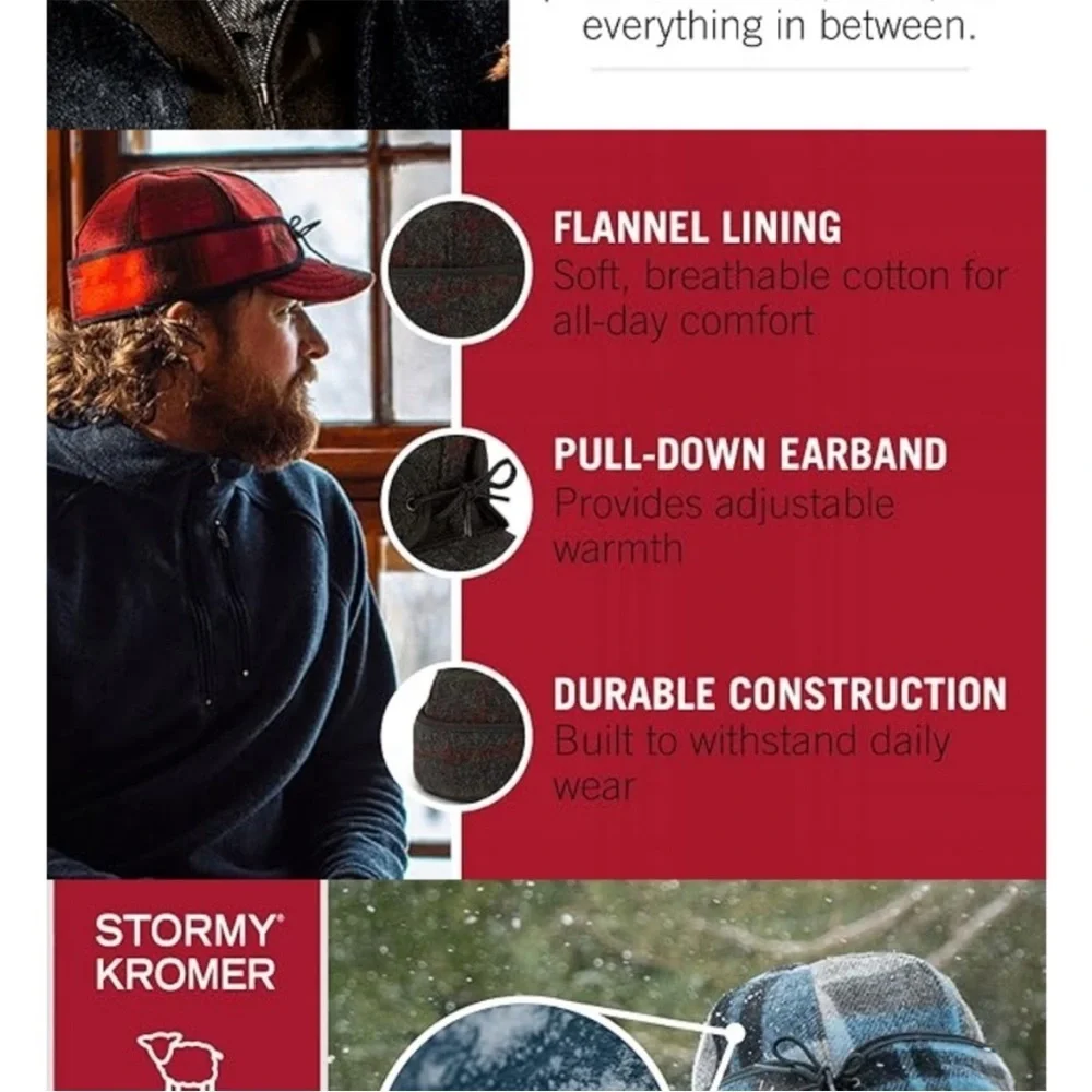 Stormy Kromer The‎ Original Cap, Wool Blend Hat, Warm Winter Outdoor Cap